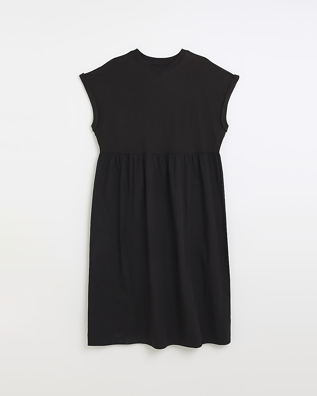 Plus black poplin t-shirt midi dress