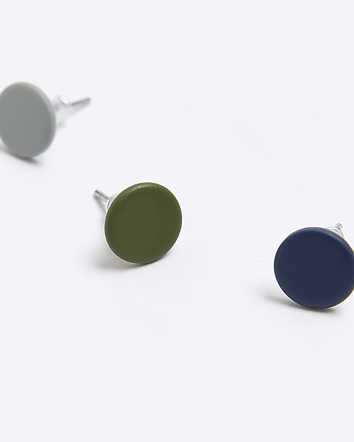 Navy stud earrings multipack