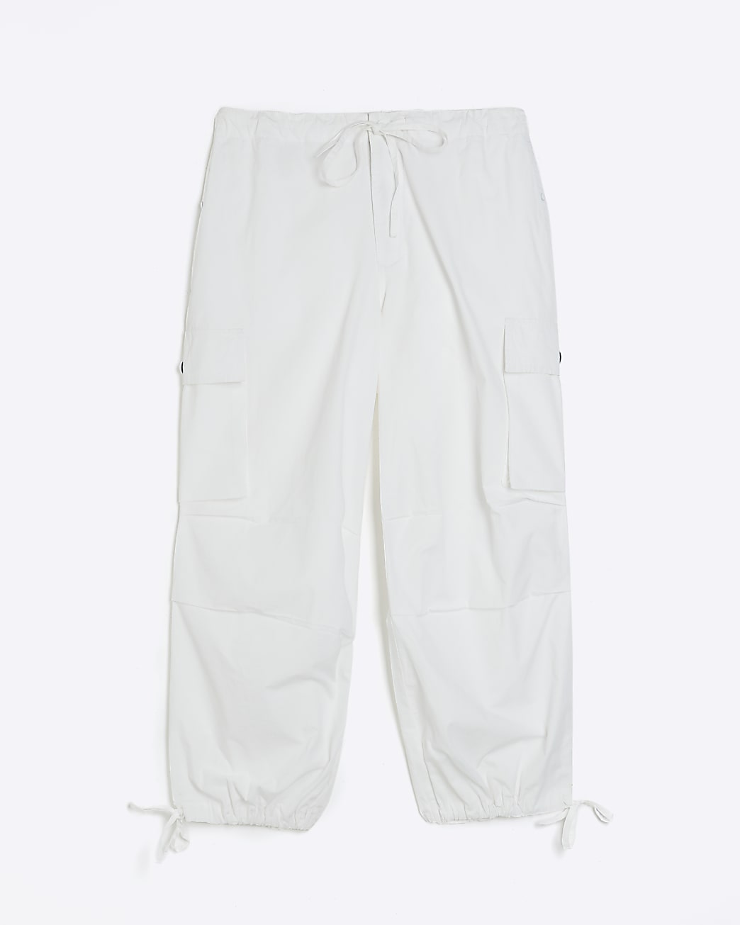 White baggy parachute trousers