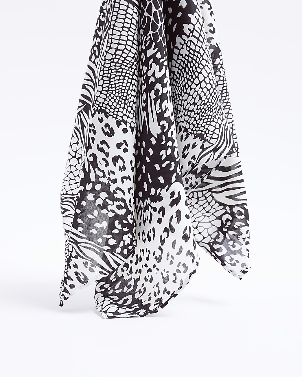 Black animal print satin scarf