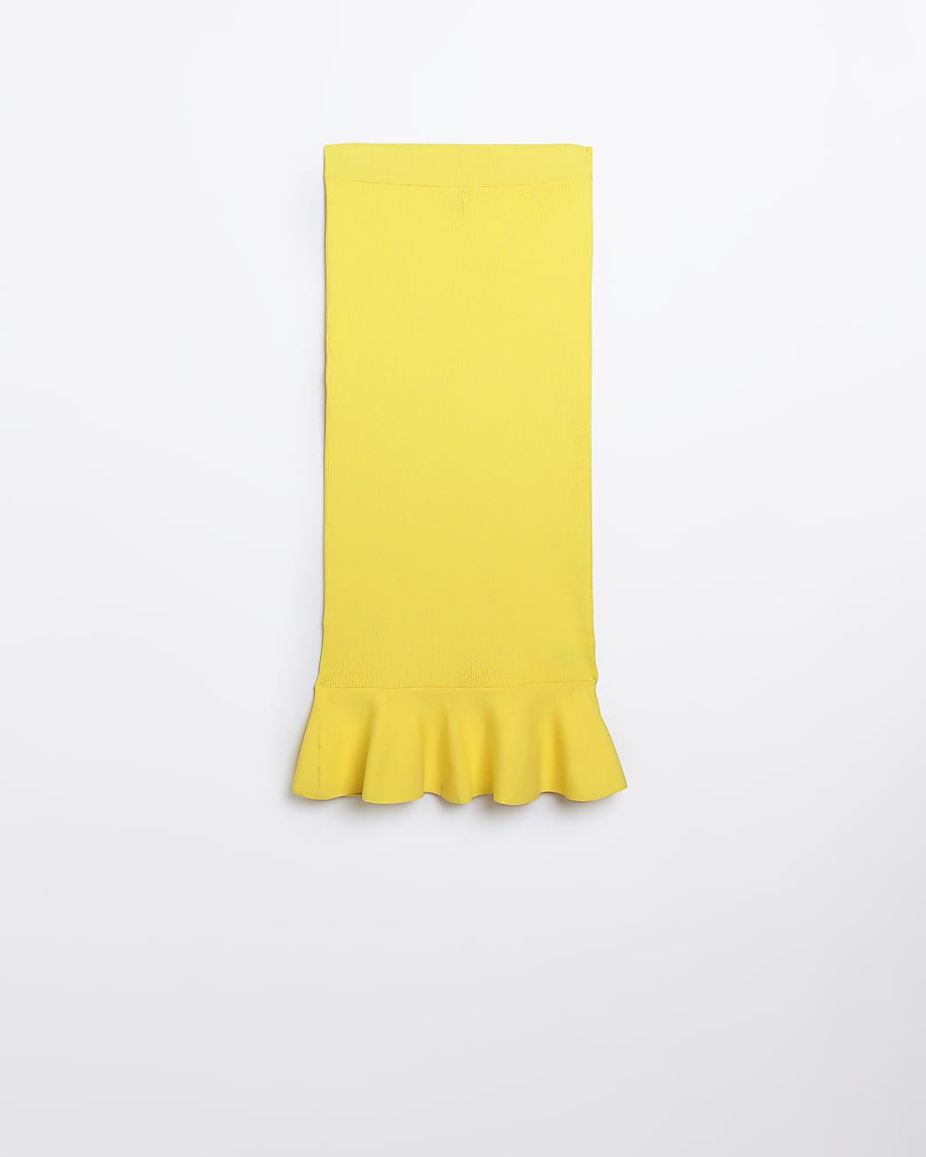 Yellow peplum hem midi skirt