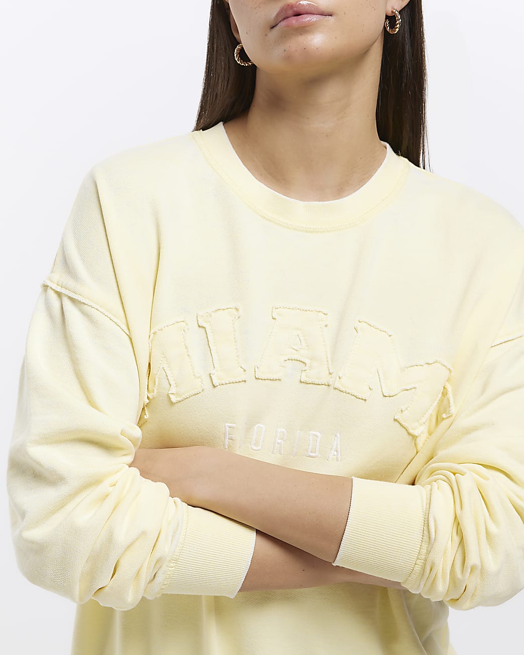 Yellow long sleeve miami burnout sweatshirt