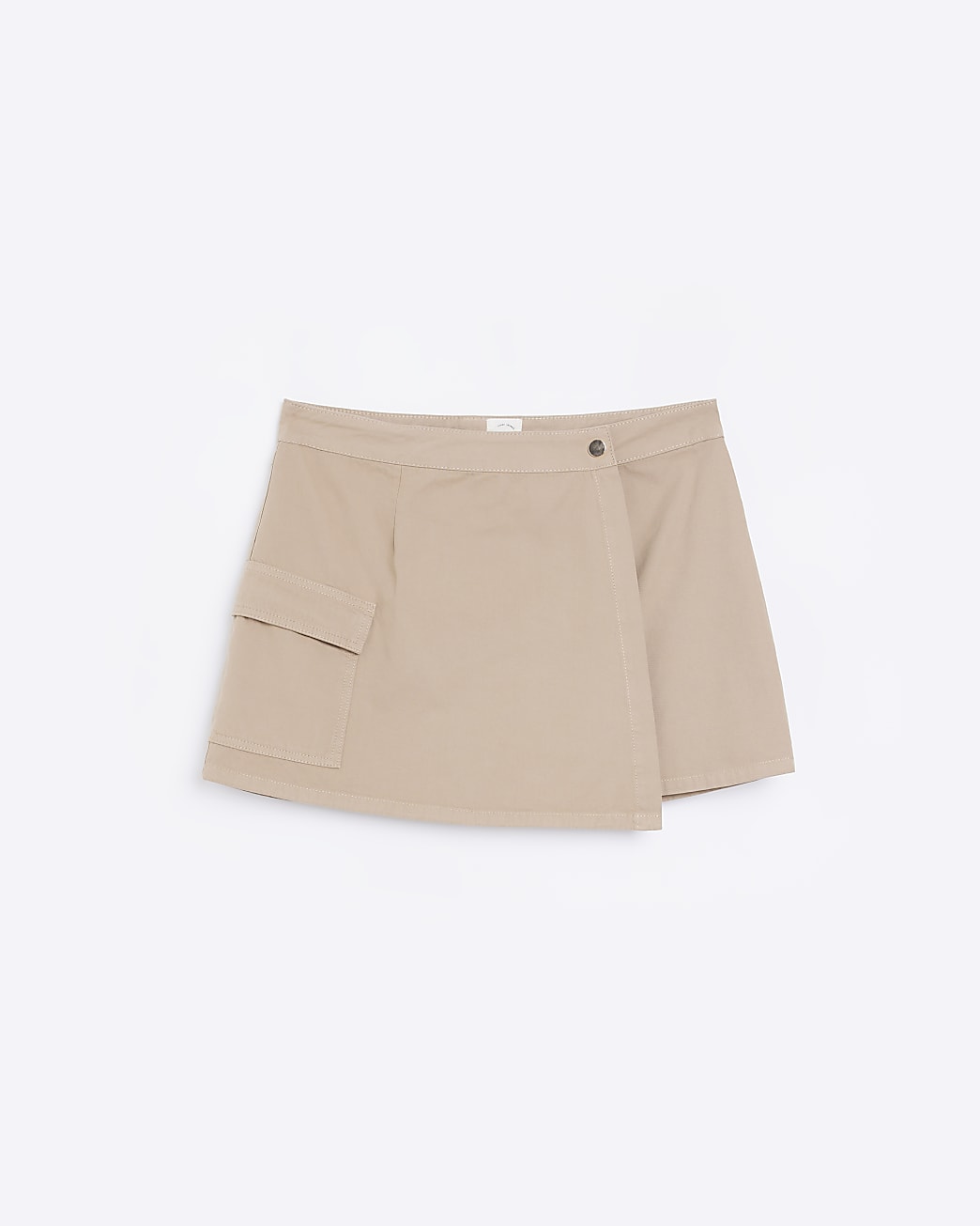 Beige Wrap Mini Skirt