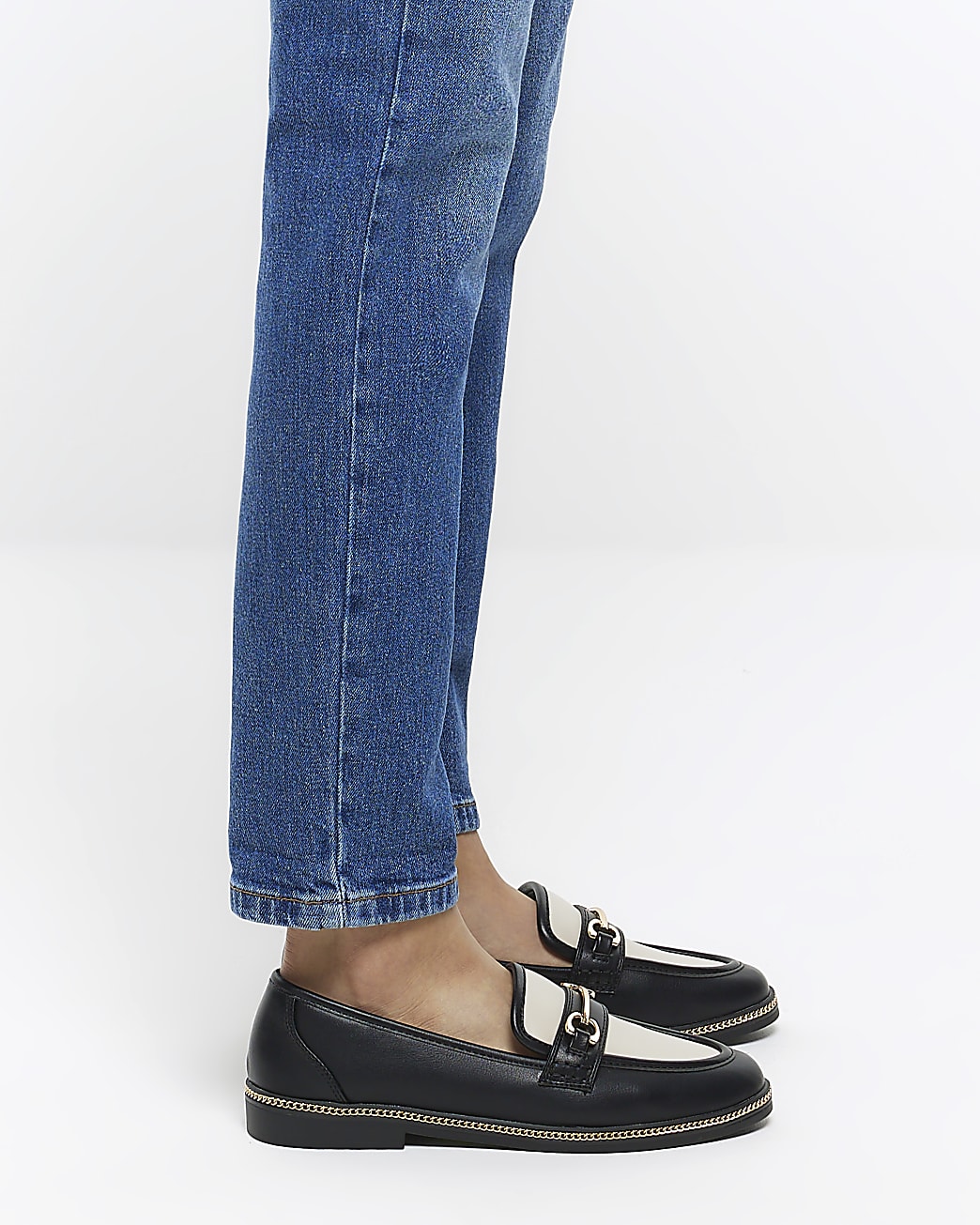 Black chain detail loafers