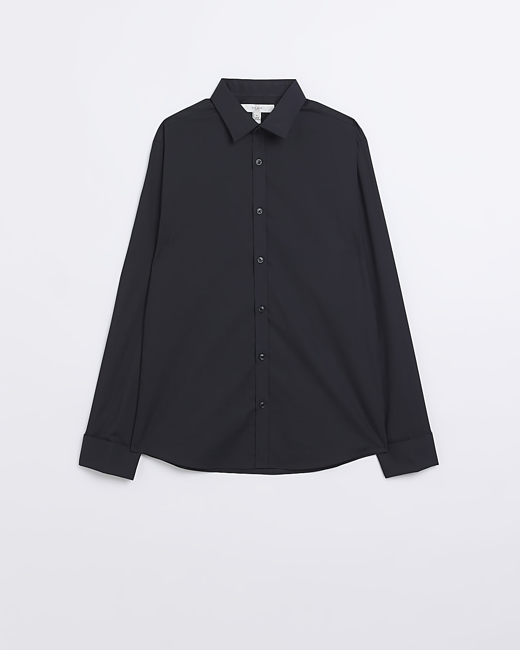 Black slim fit double cuff long sleeve shirt