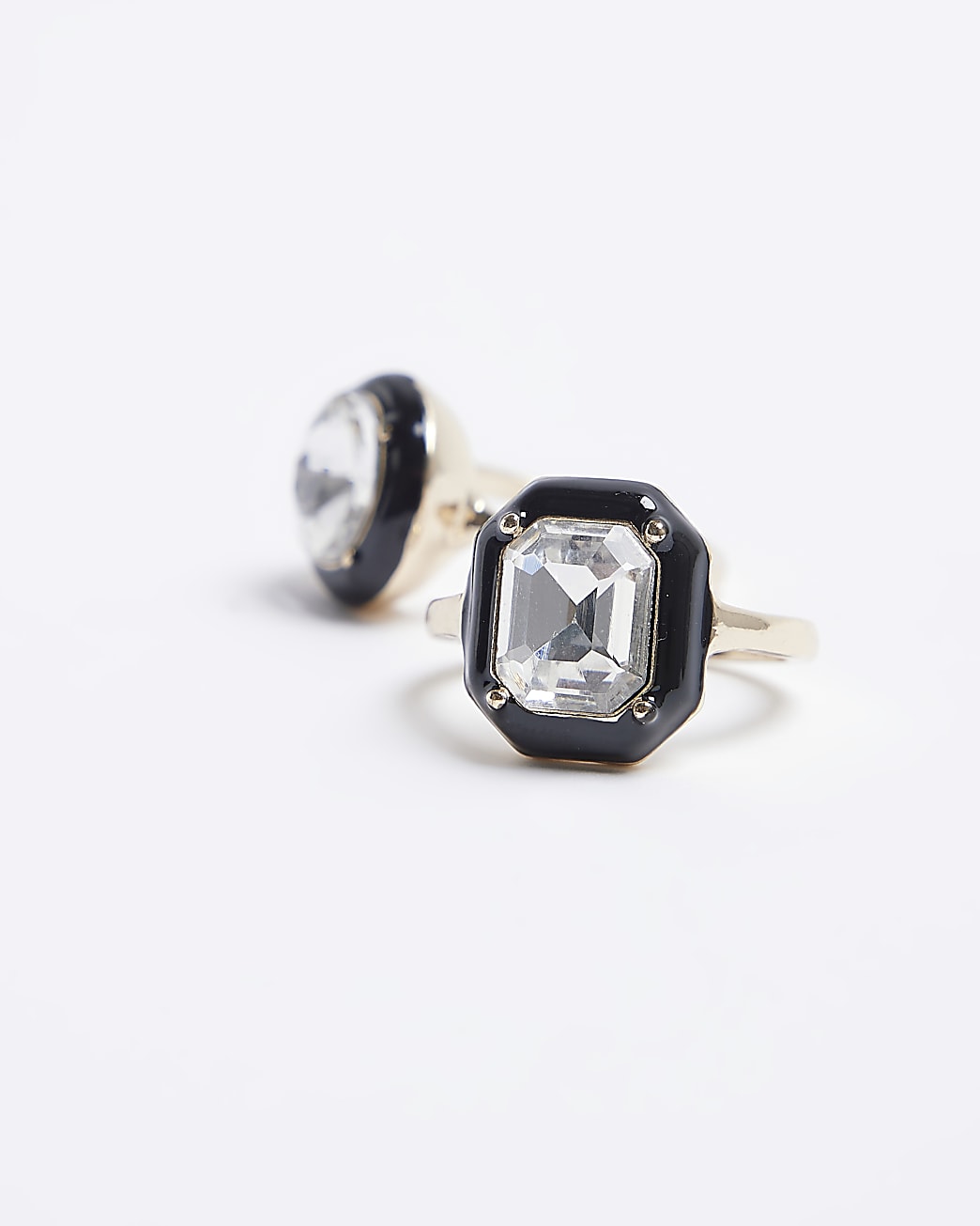 Black crystal detail ring multipack