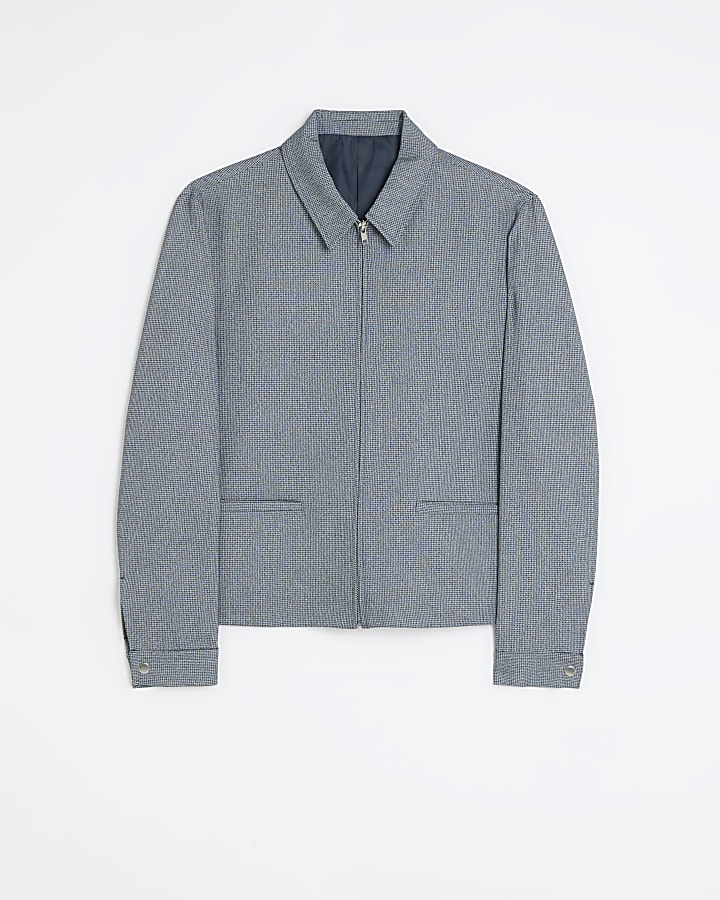 Grey regular fit zip Harrington jacket