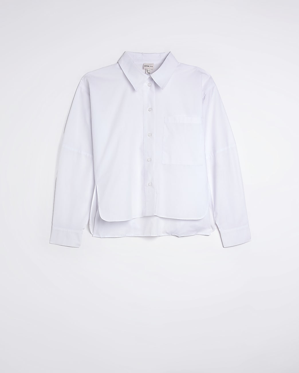 White oversized cropped long sleeve shirt