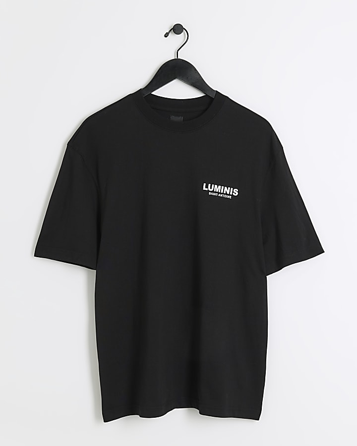 Black Regular Fit Graphic Print T-Shirt