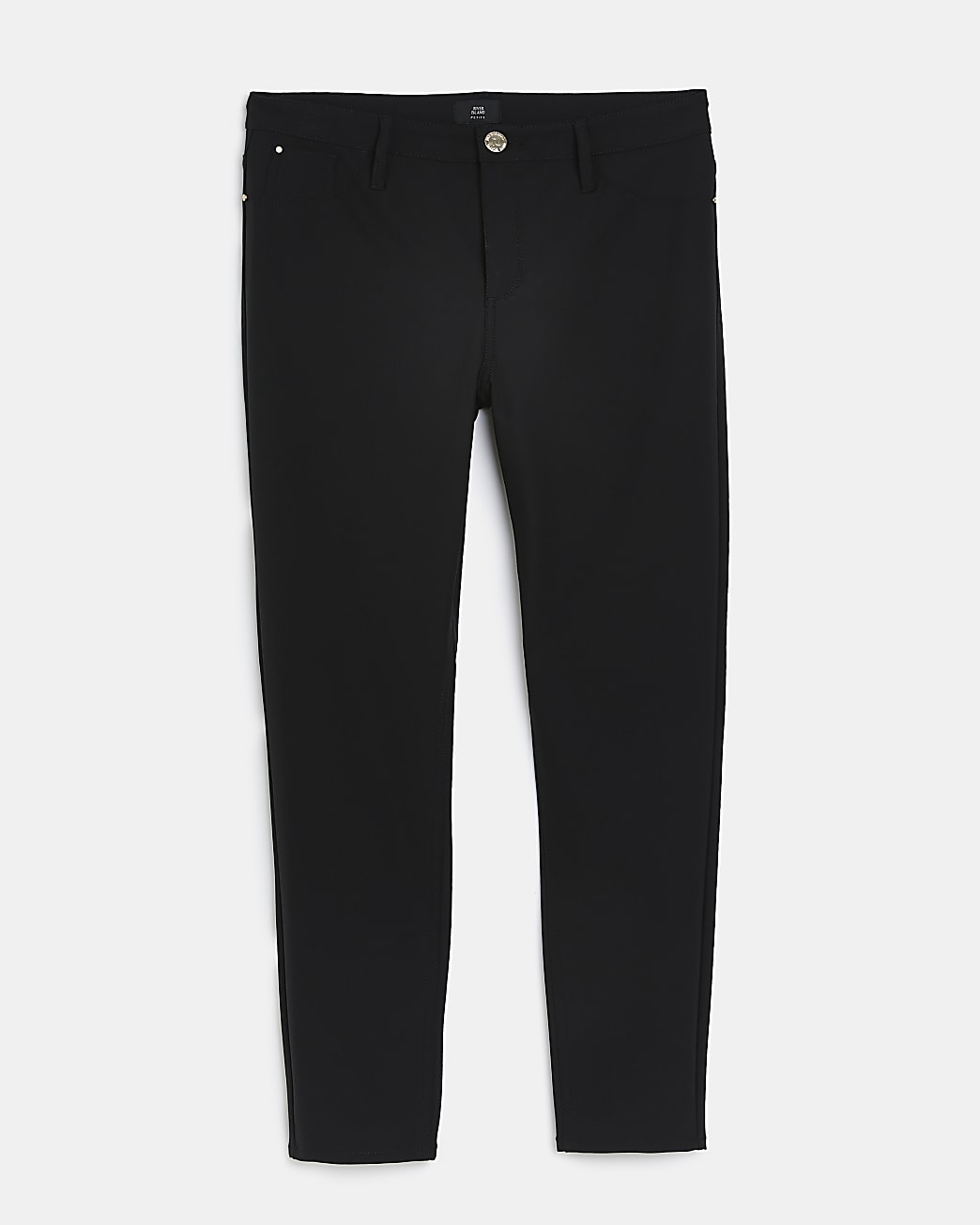 Petite black mid rise skinny trousers