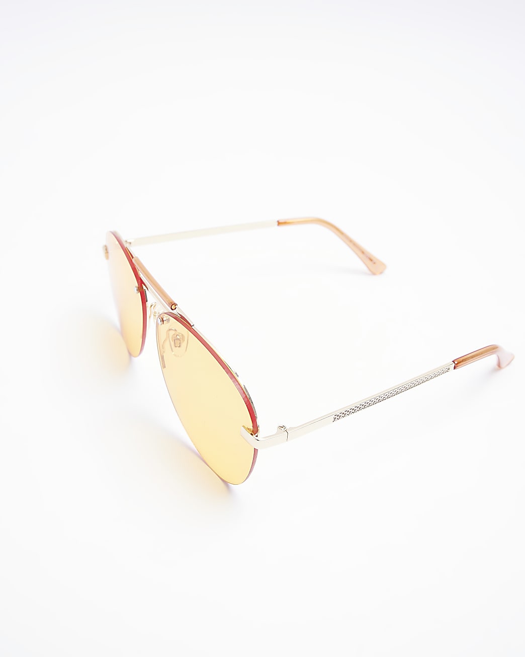 Orange rimless aviator sunglasses