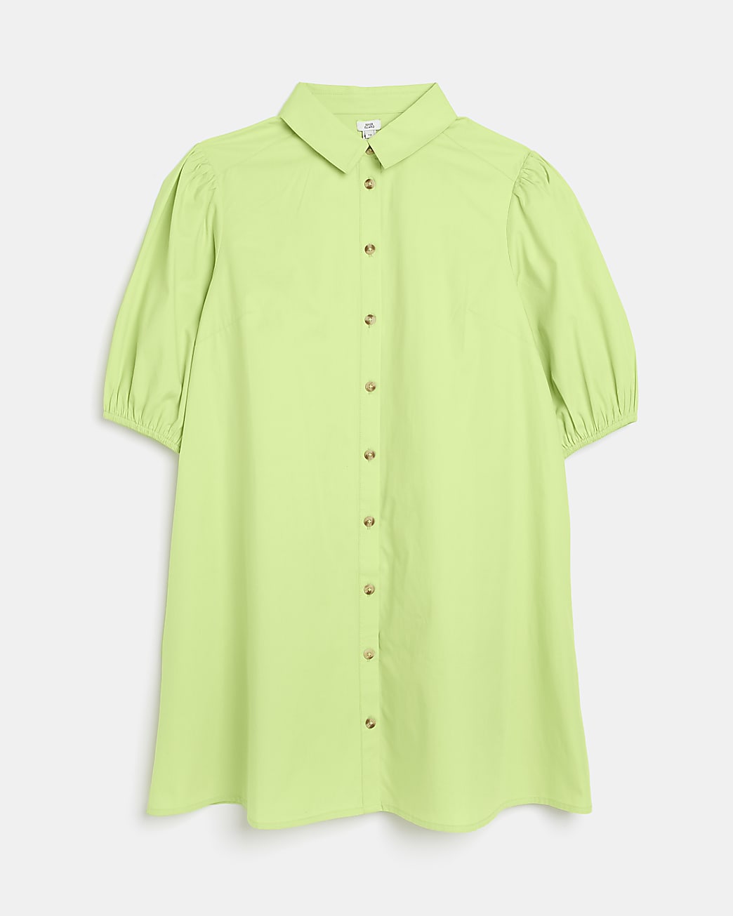 Lime green short sleeve mini shirt dress
