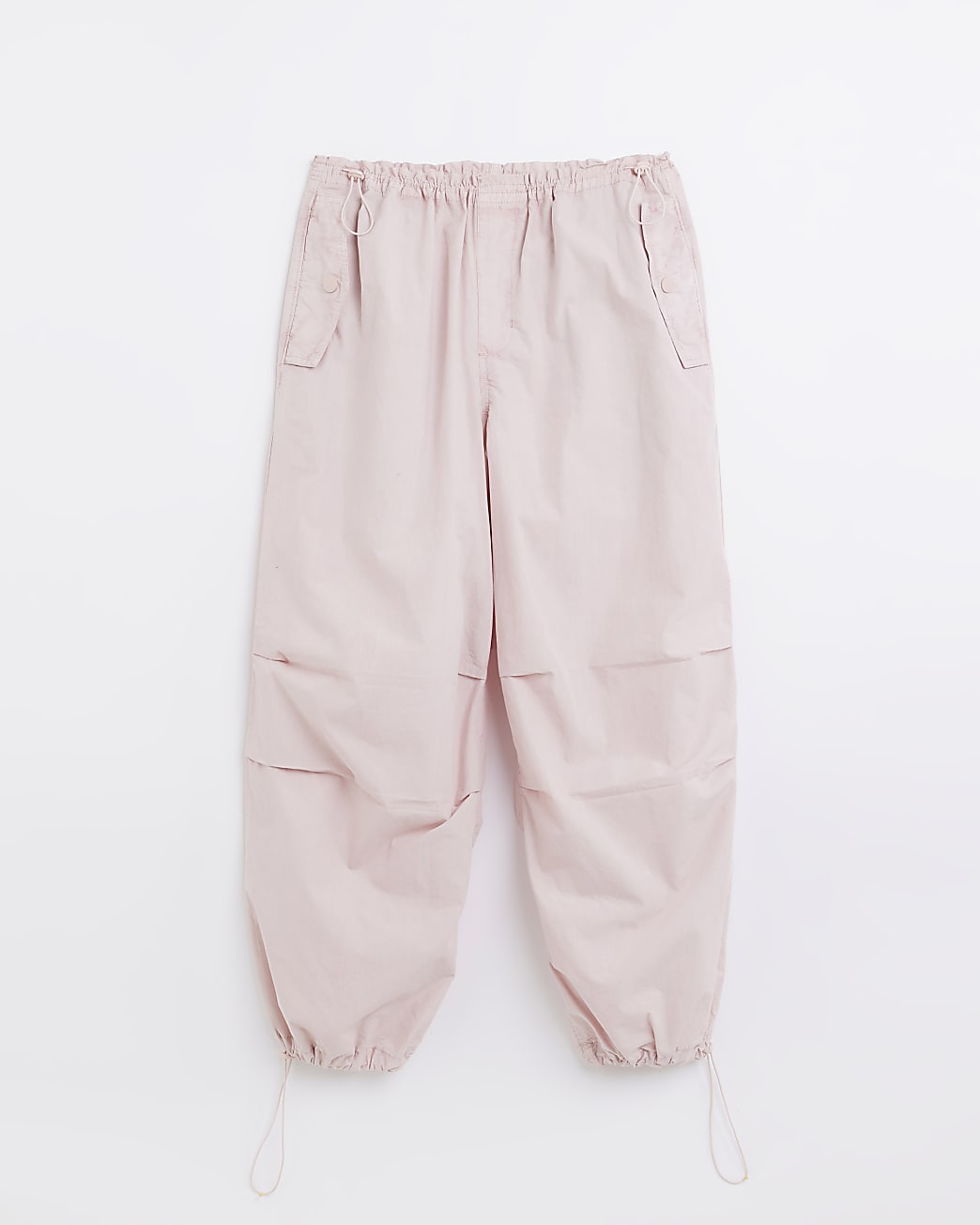 Pink low rise parachute trousers
