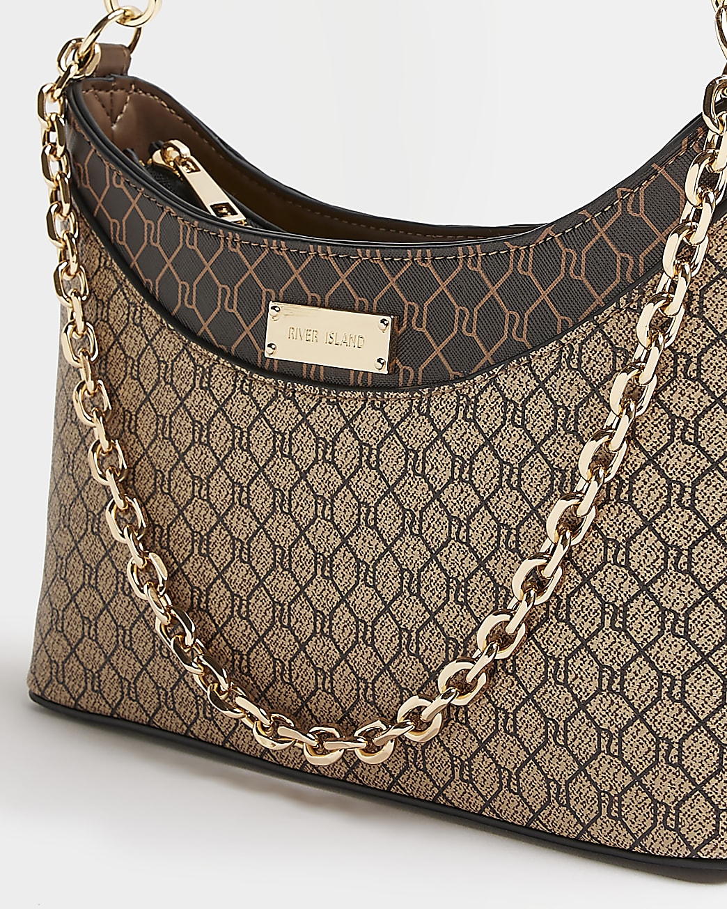 Brown RI monogram cross body bag