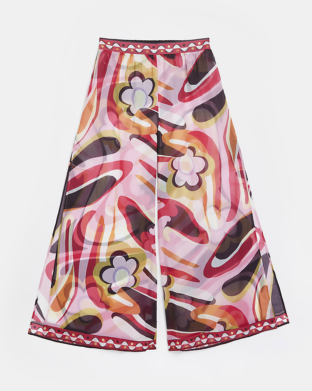 Pink swirl wide leg trousers