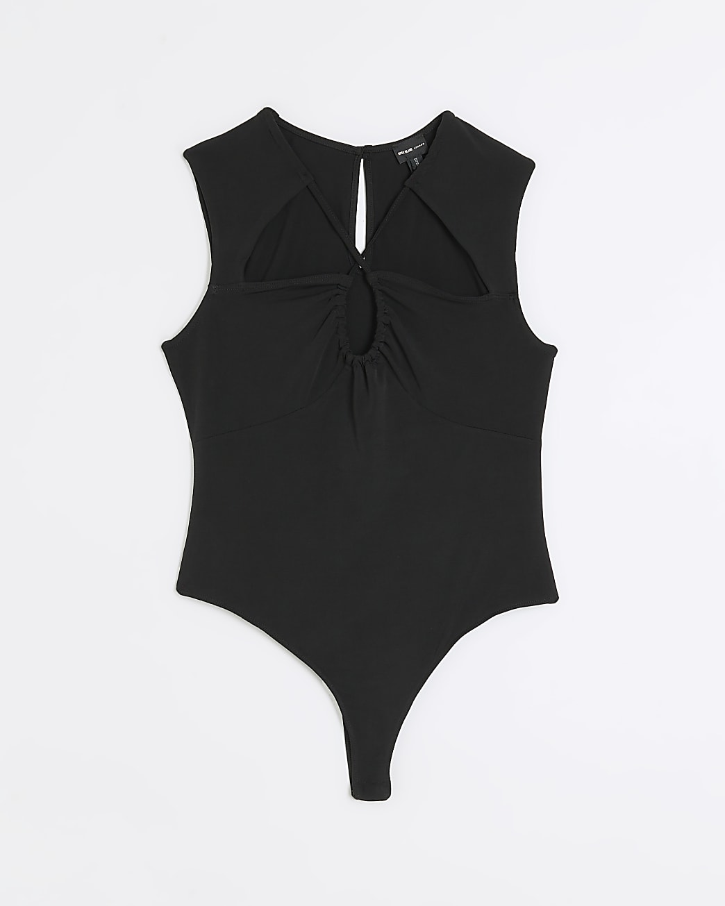 Black cut out ruched bodysuit