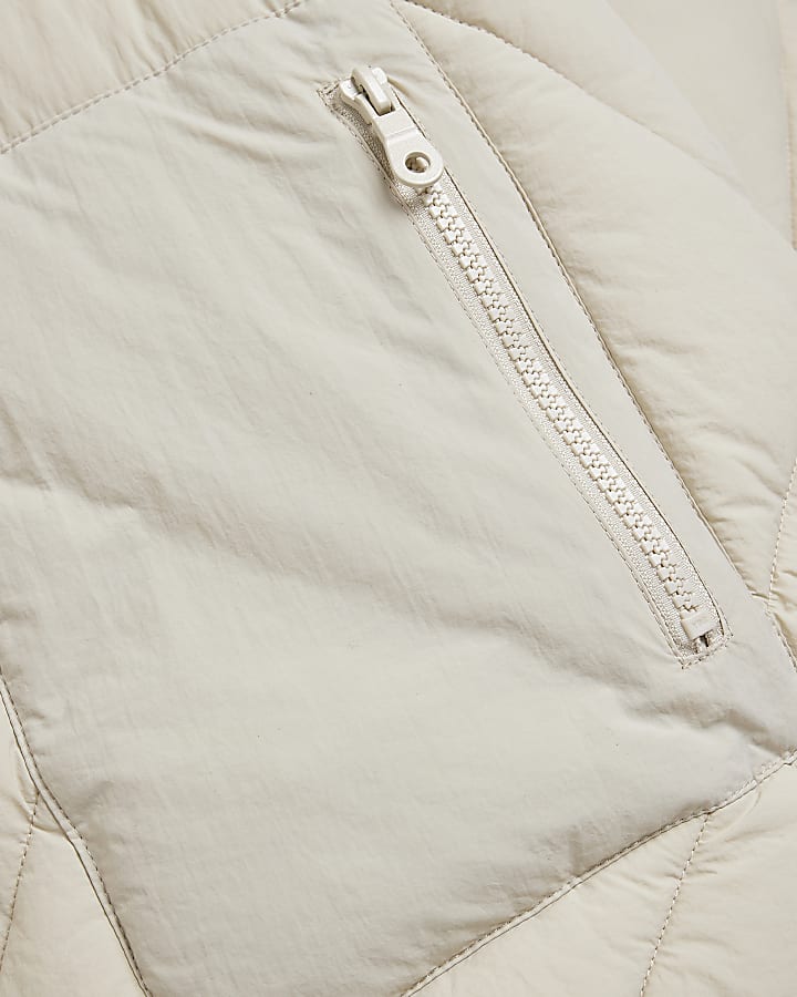 Stone regular fit quilted bomber jacket
