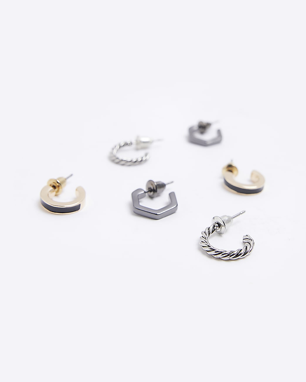 Black multipack of 6 stud and hoop earrings