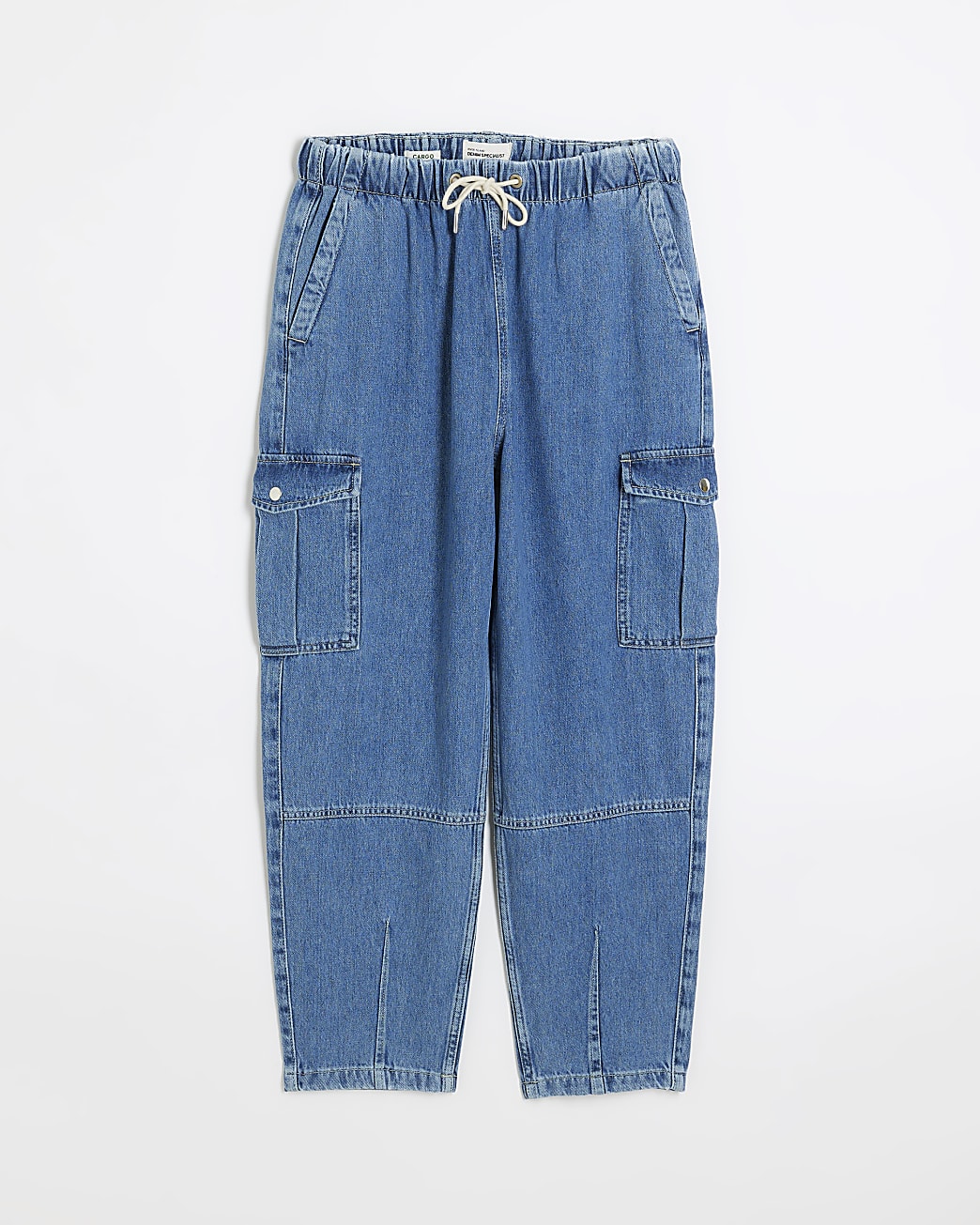 Blue denim pull on joggers
