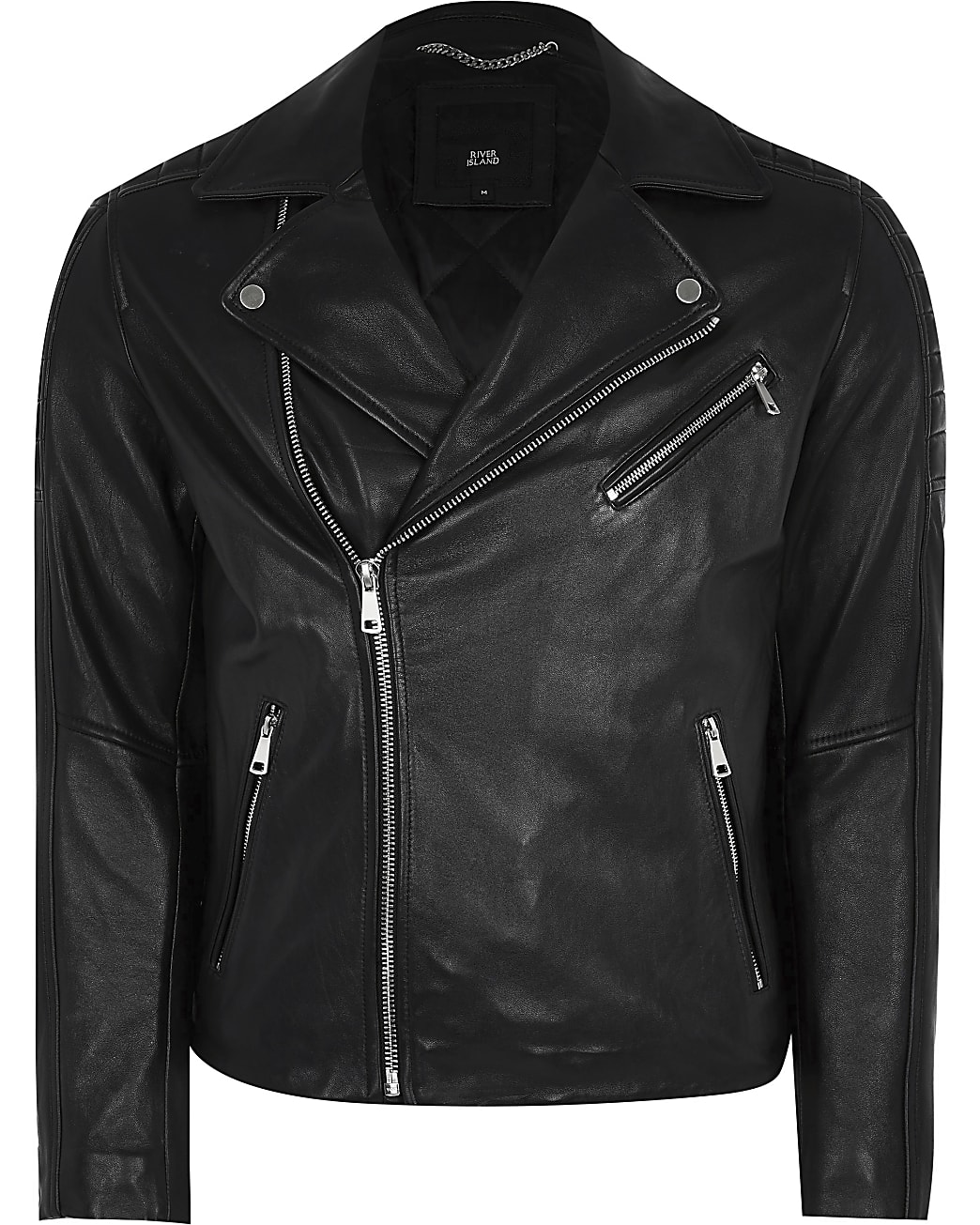 Black leather biker jacket
