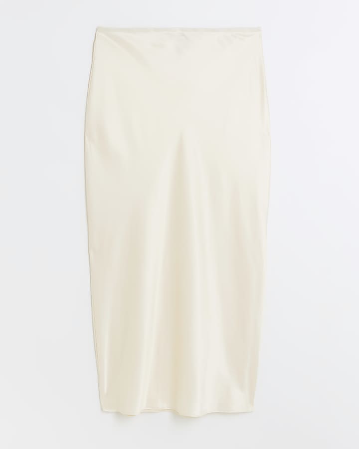 Cream satin maxi skirt
