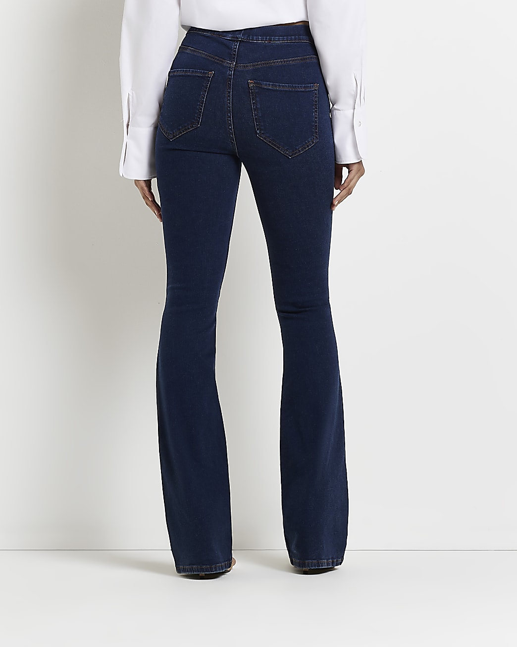 Blue high waisted flared jeans