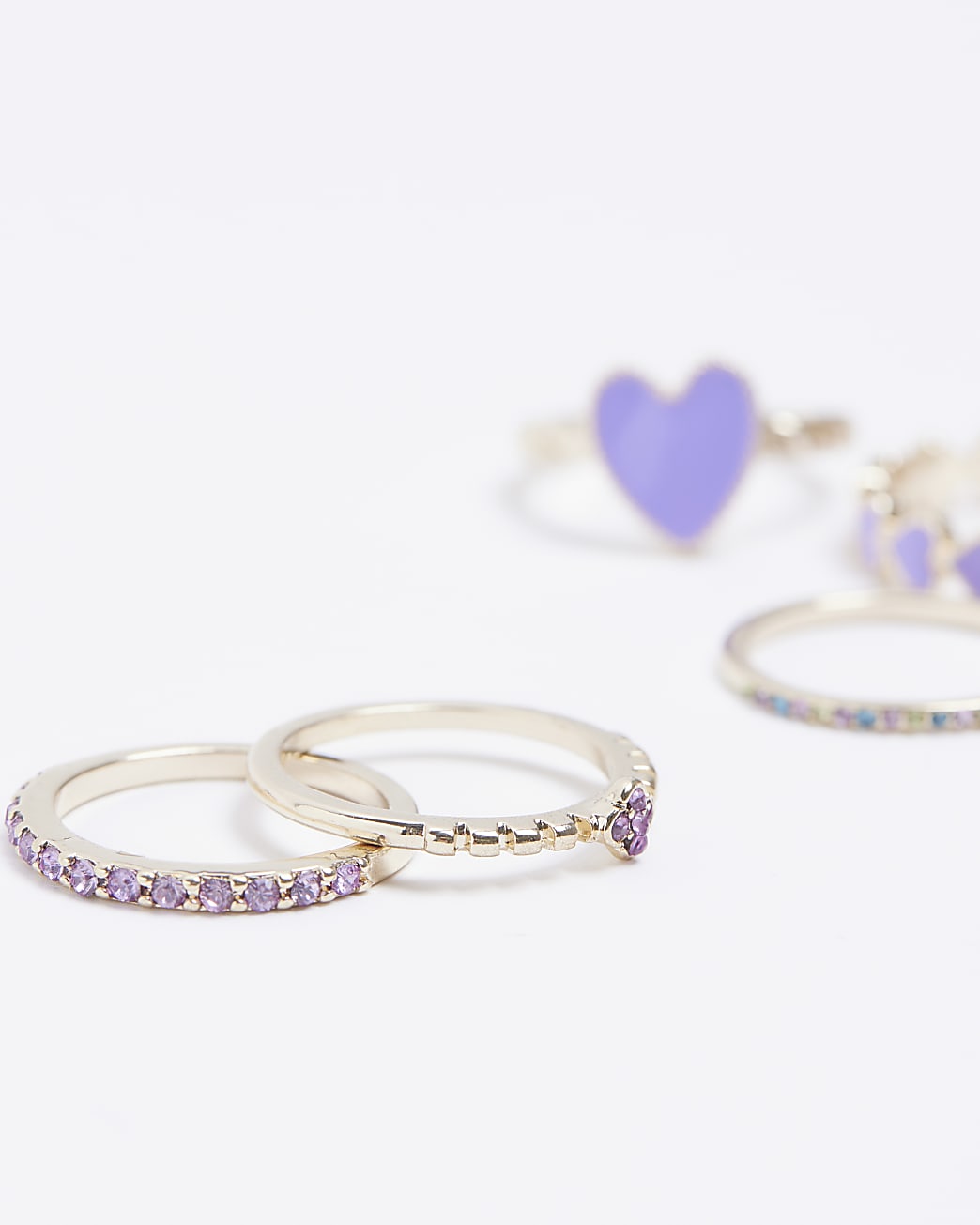 Purple Multipack Heart Rings