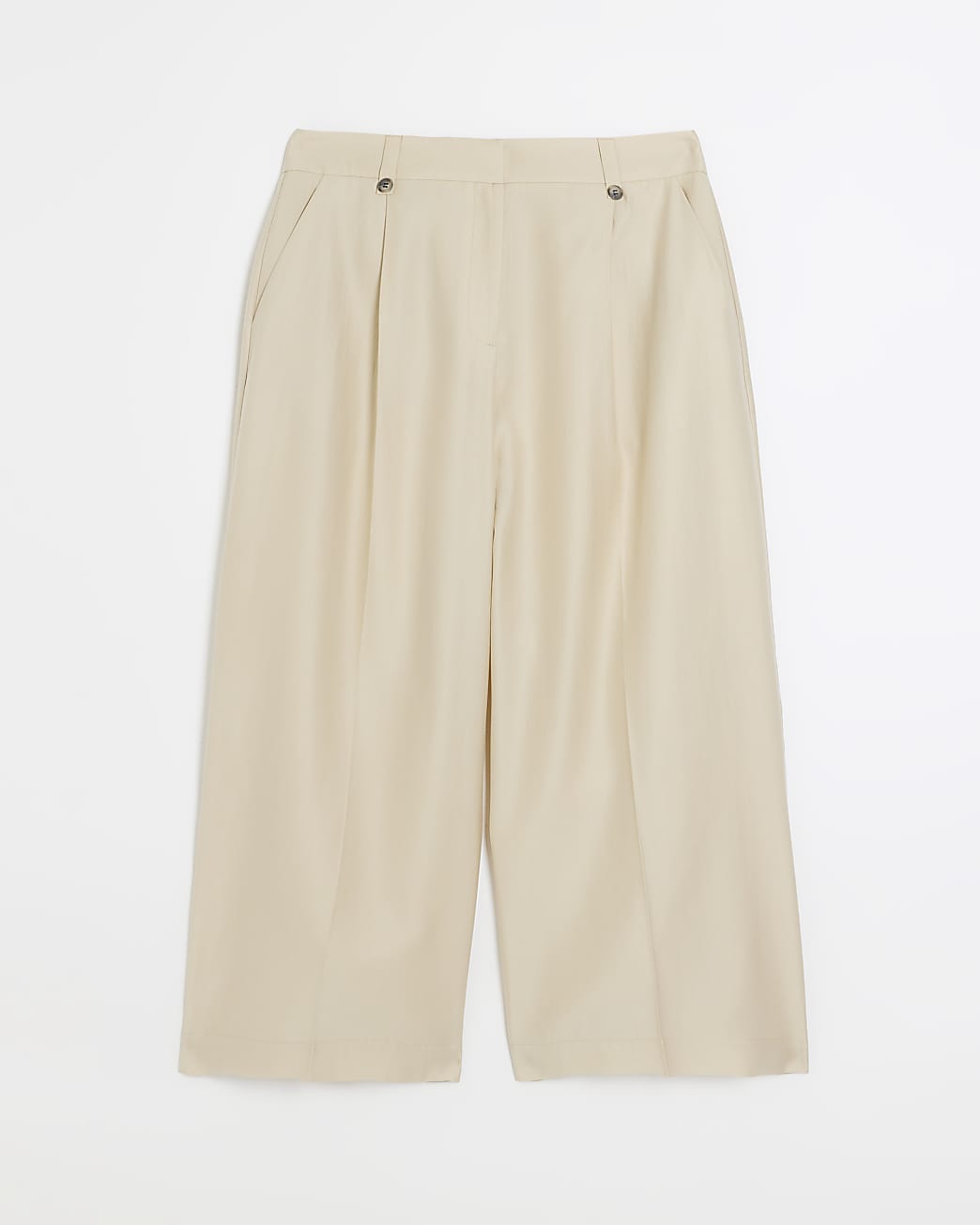 Ecru wide leg crop trousers