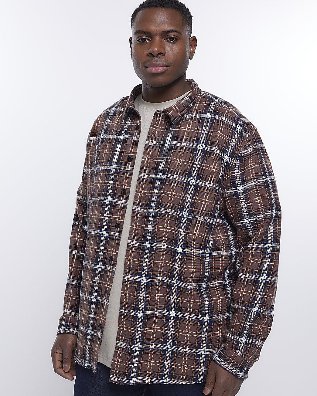 Big & Tall orange regular fit check shirt