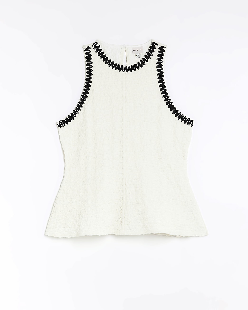 Cream textured stitch detail peplum top