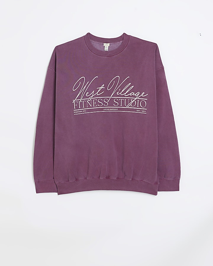 Purple graphic print sweatshirt