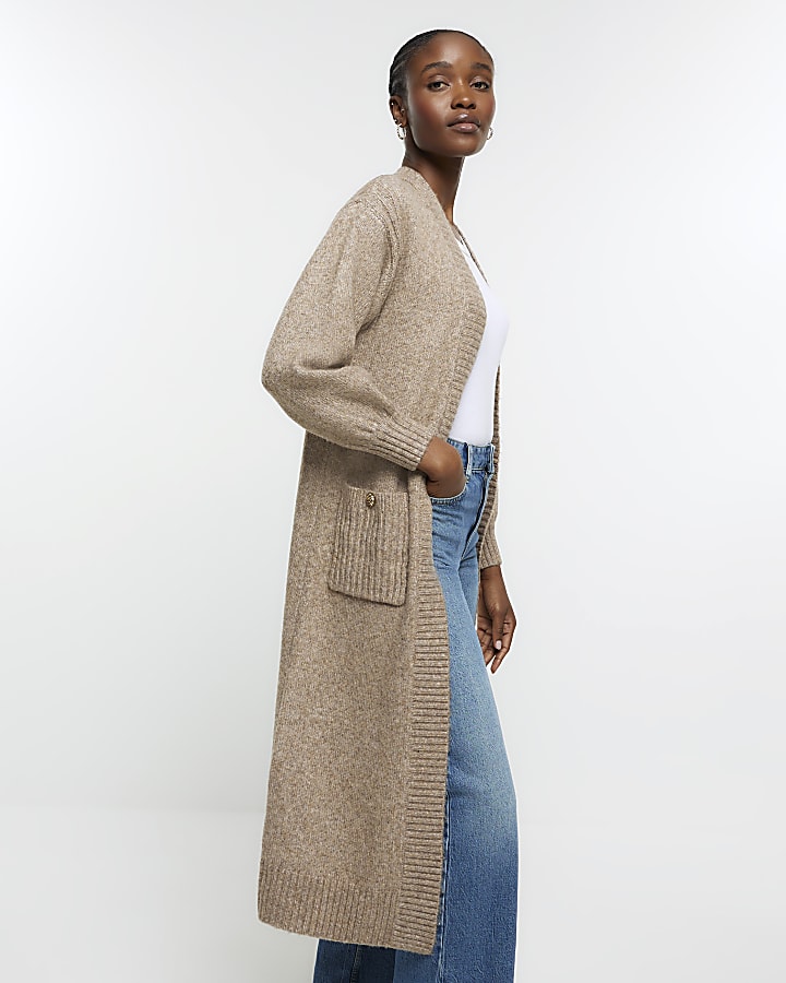 Brown longline cosy cardigan