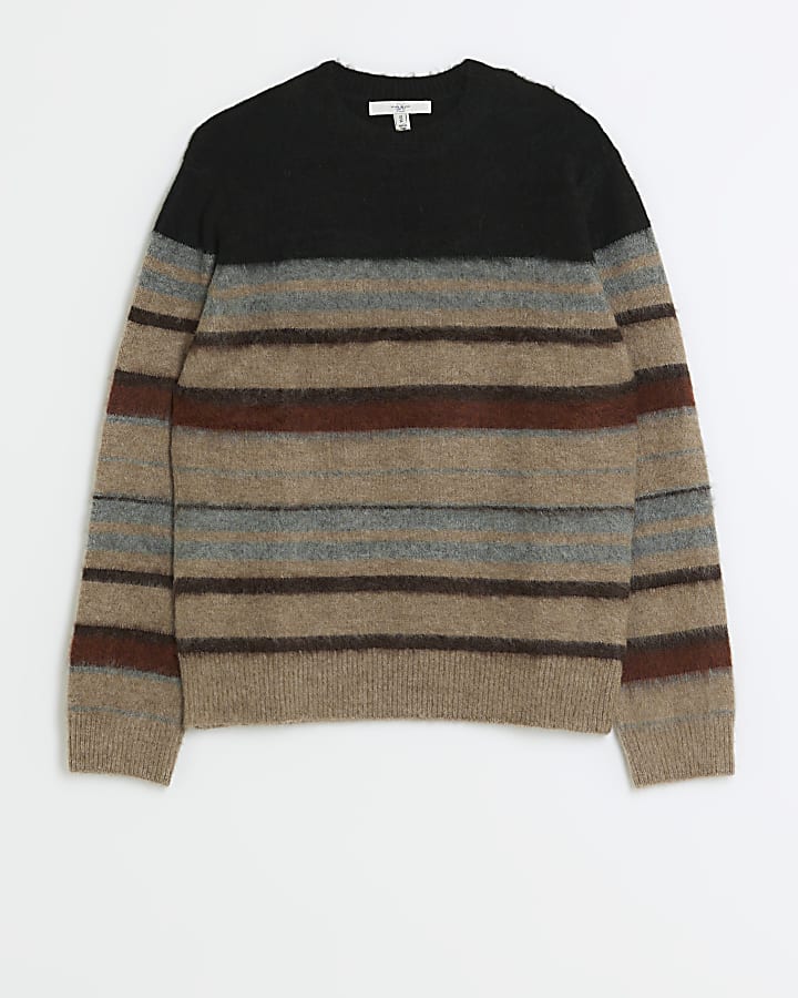 Black slim fit stripe jumper