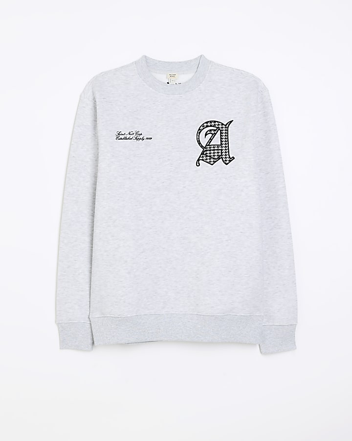 Grey regular fit embroidered sweatshirt