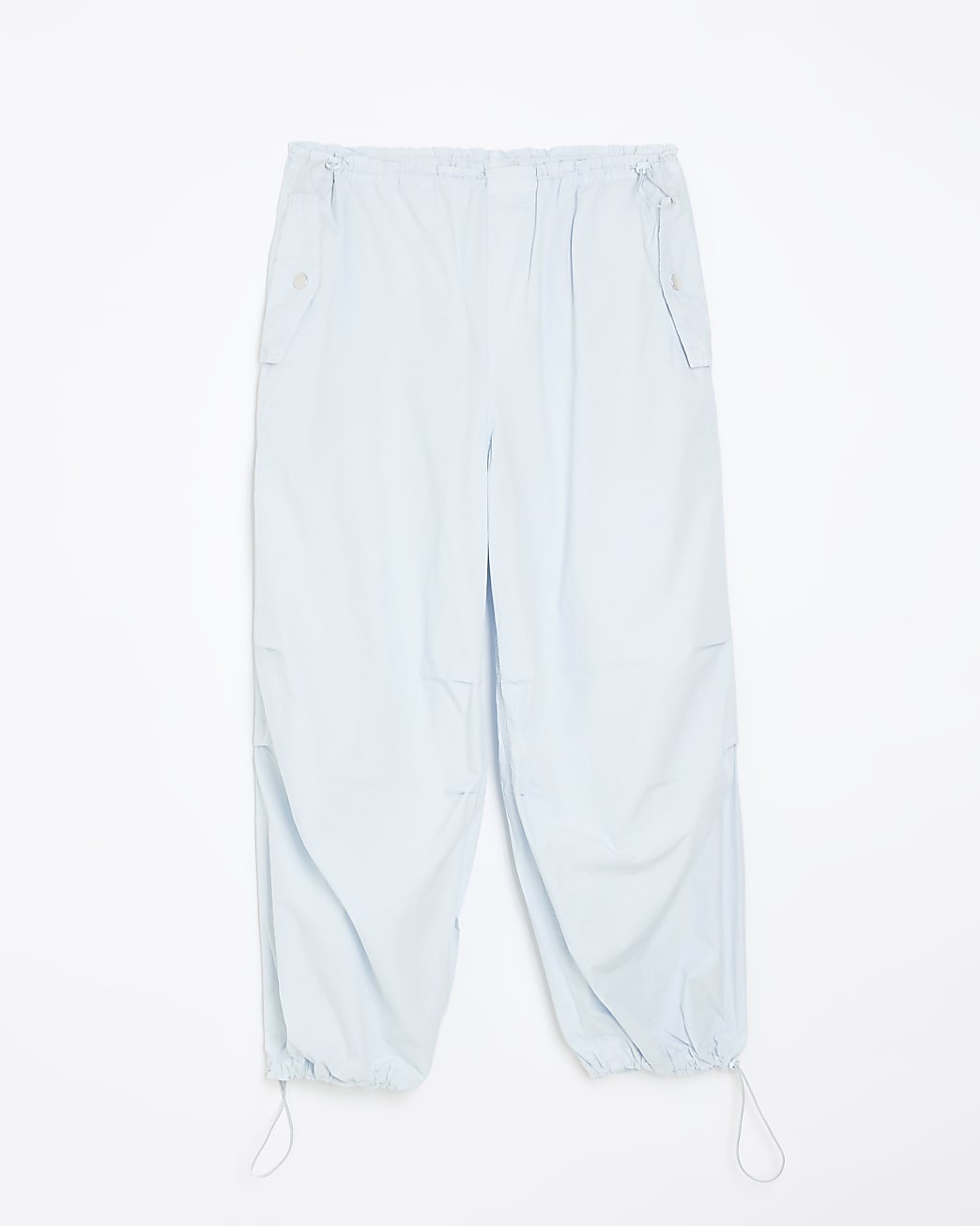Blue baggy low rise parachute trousers