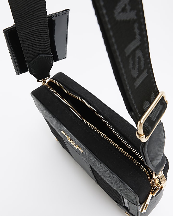 Black RI monogram boxy cross body bag