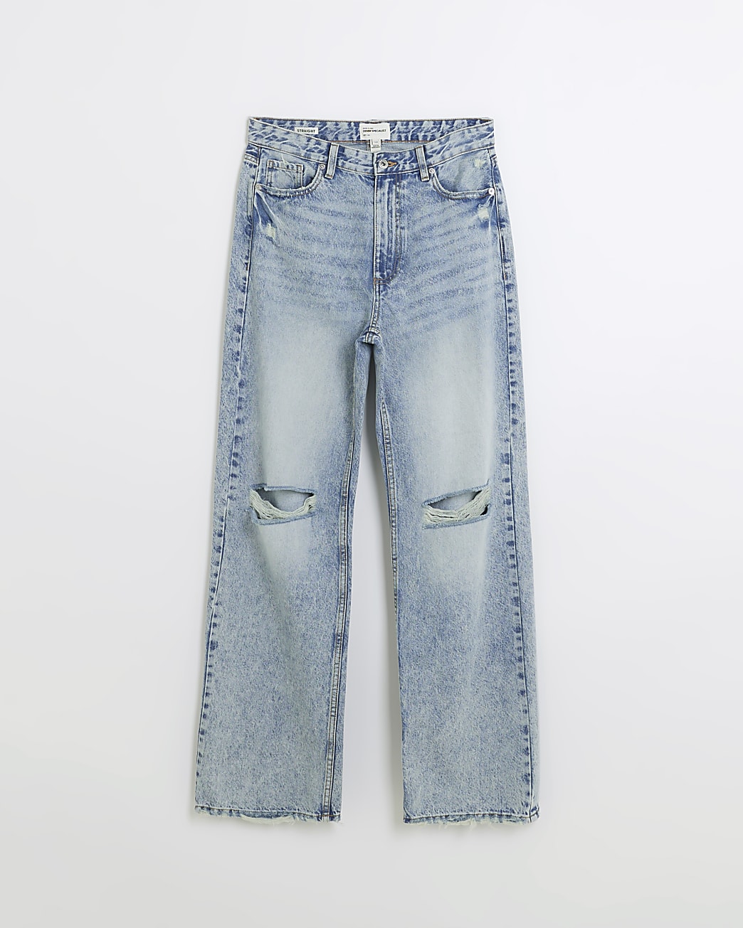 Denim high waisted relaxed straight leg jeans