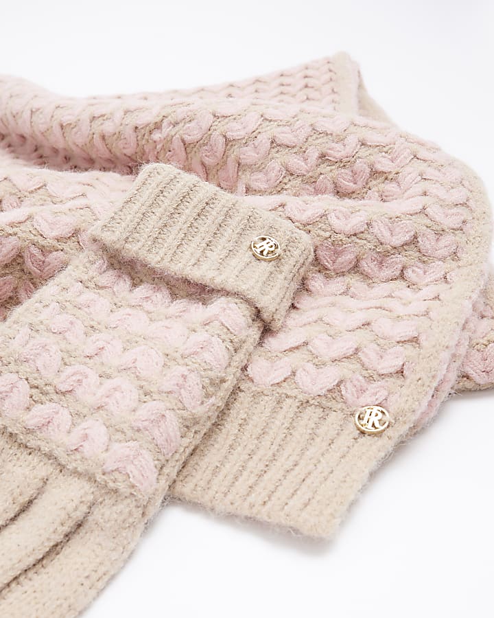 Pink heart stitch hat gift set