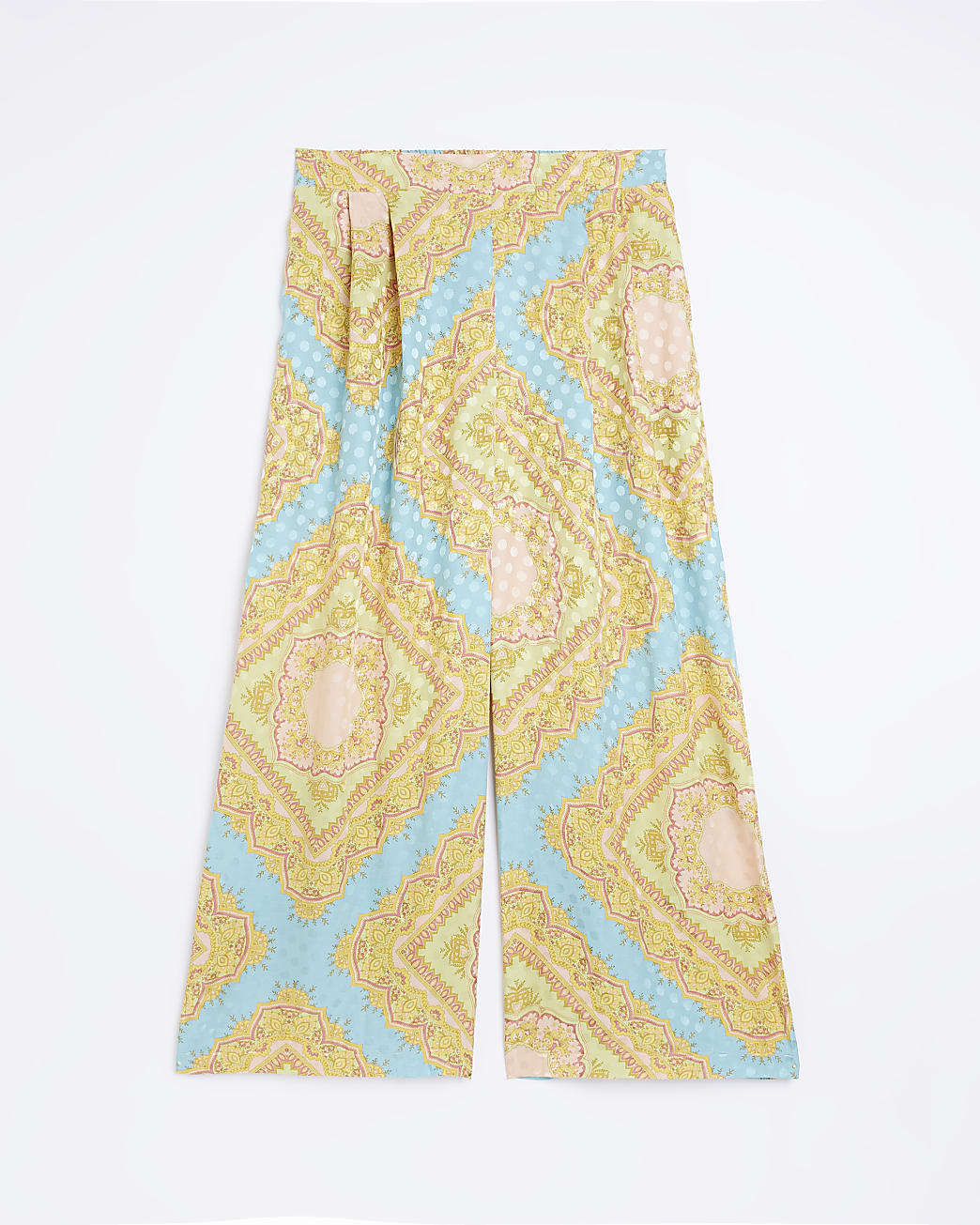Plus yellow print wide leg trousers