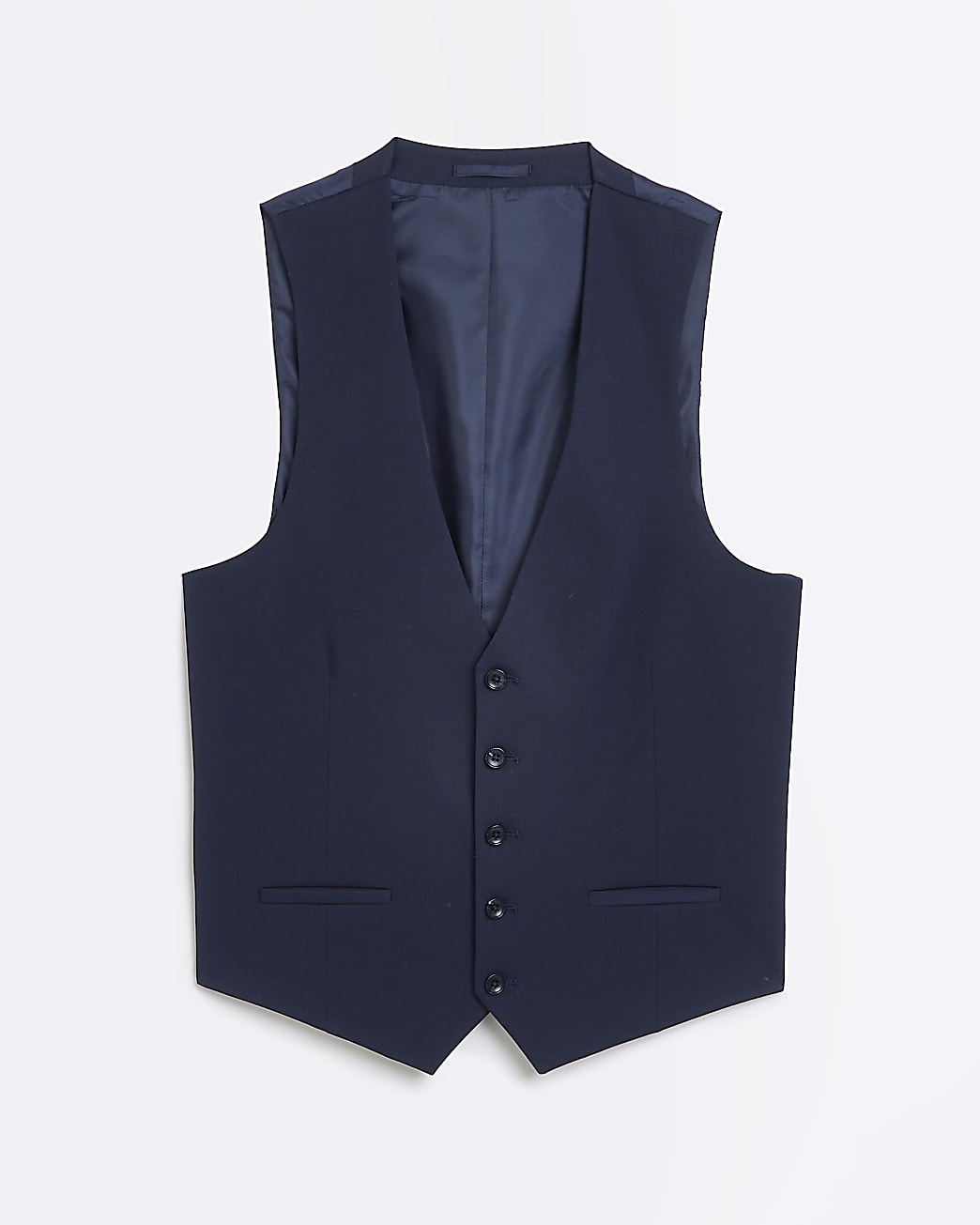 Navy skinny fit twill suit waistcoat