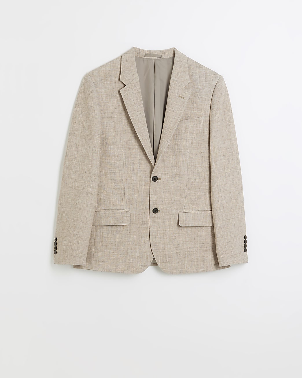 Beige regular fit textured blazer