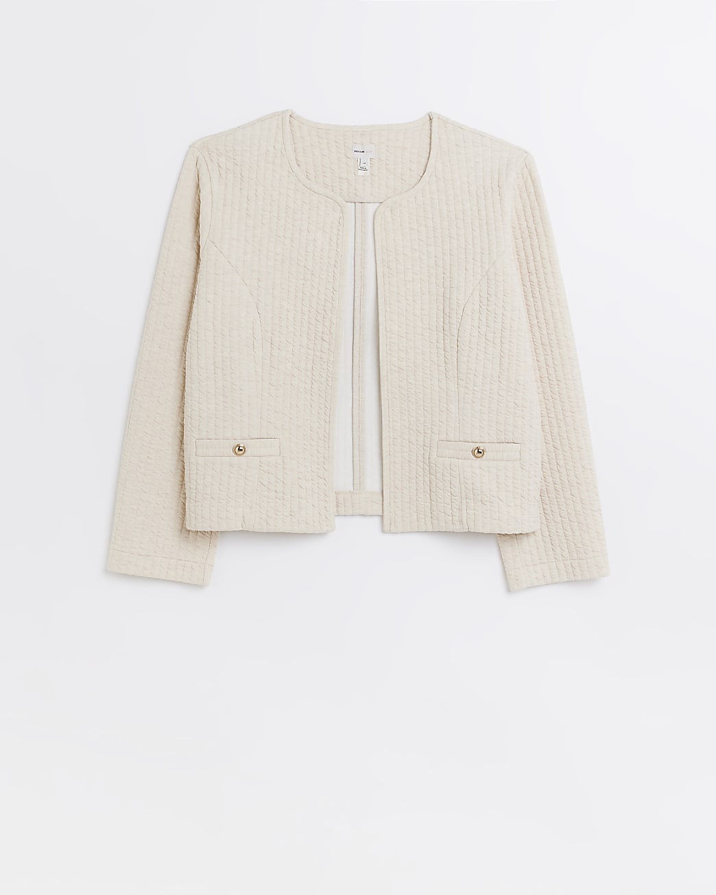 Plus cream textured crop shacket