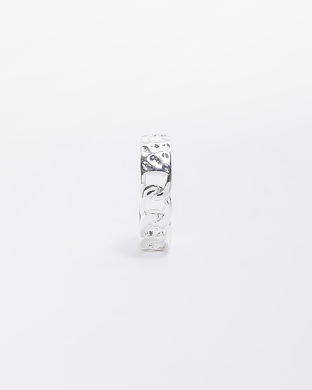 Silver colour chain link pinky ring