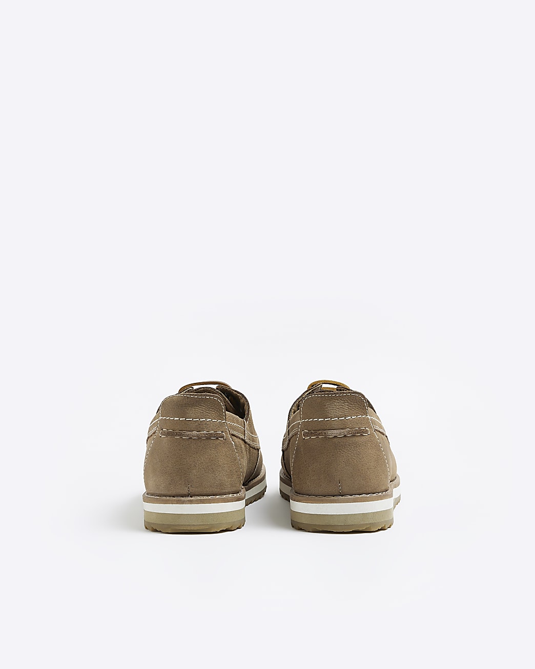 Brown nubuck lace up boat shoes