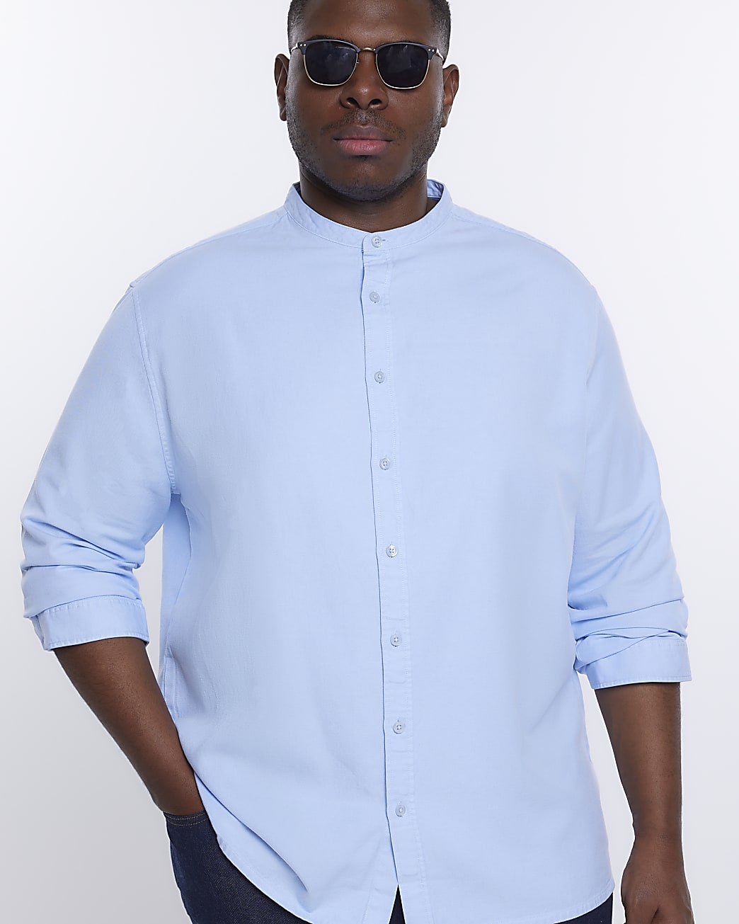 Big & Tall blue lyocell shirt