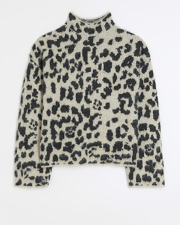 Plus beige animal print jumper