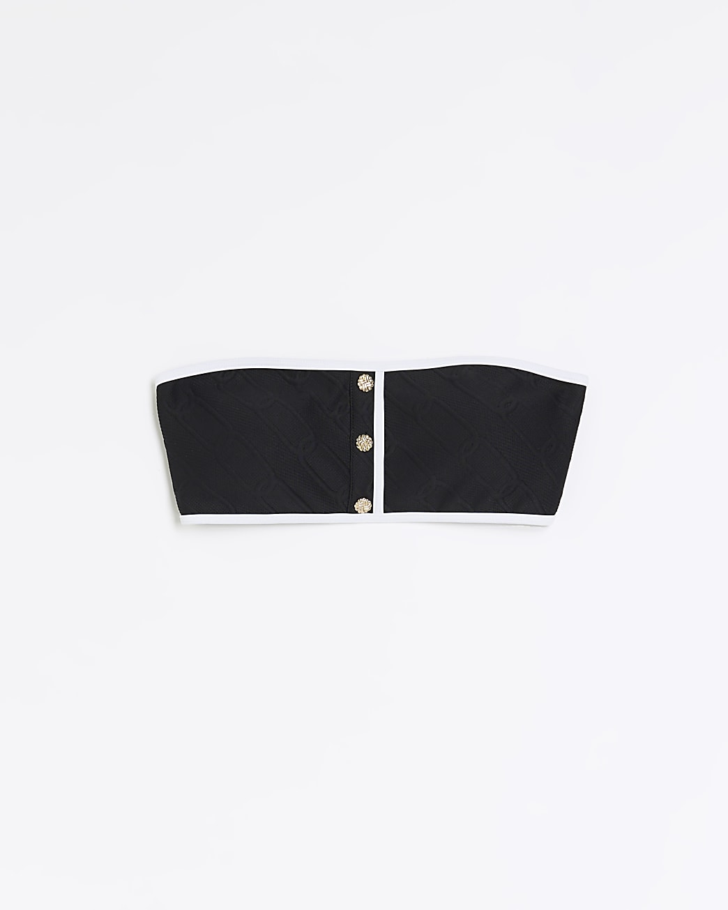 Black Button Bandeau Bikini Top