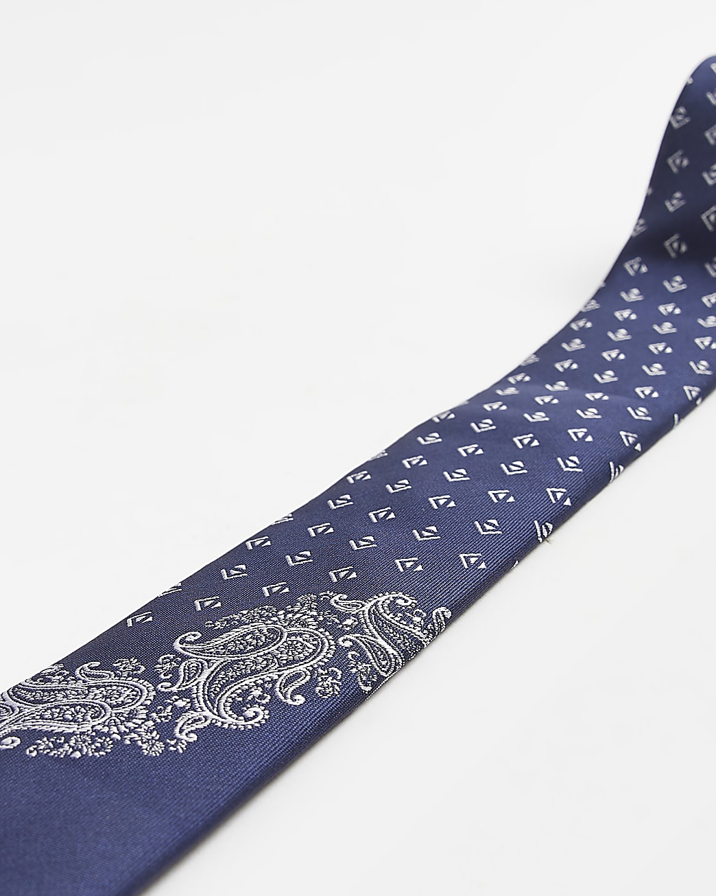 Navy Diagonal Bandana print Tie