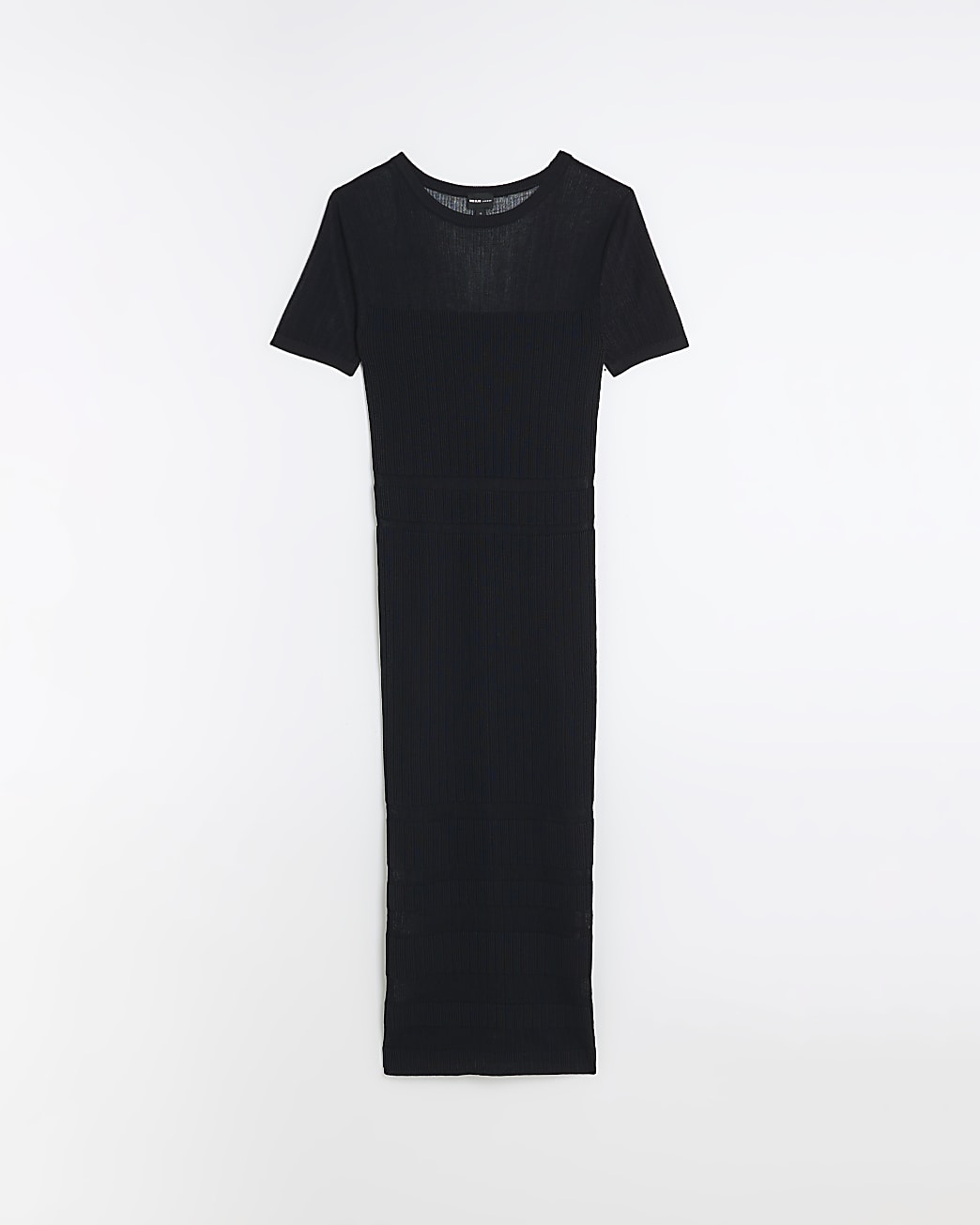 Black sheer stripe midi dress