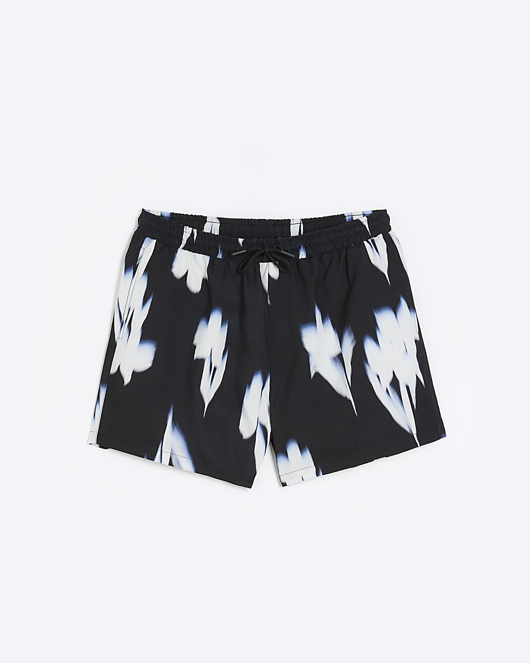 Black regular fit floral swim shorts